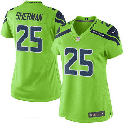 Women's Seattle Seahawks #25 Richard Sherman Green 2016 Color Rush Stitched NFL Nike Limited Jersey