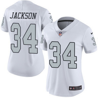 Women's Oakland Raiders #34 Bo Jackson White 2016 Color Rush Stitched NFL Nike Limited Jersey