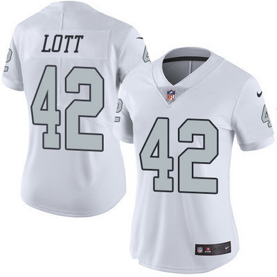 Women's Oakland Raiders #42 Ronnie Lott White 2016 Color Rush Stitched NFL Nike Limited Jersey