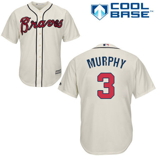 Men's Atlanta Braves Throwback Player #3 Dale Murphy Cream Cool Base Baseball Jersey