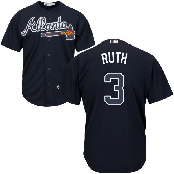 Men's Atlanta Braves Throwback Player #3 Babe Ruth Navy Blue Cool Base Baseball Jersey