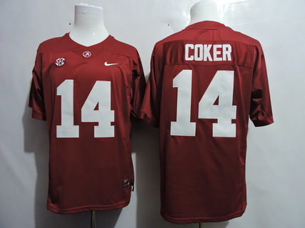 Men's Alabama Crimson Tide #14 Jake Coker Red College Football Nike Jersey