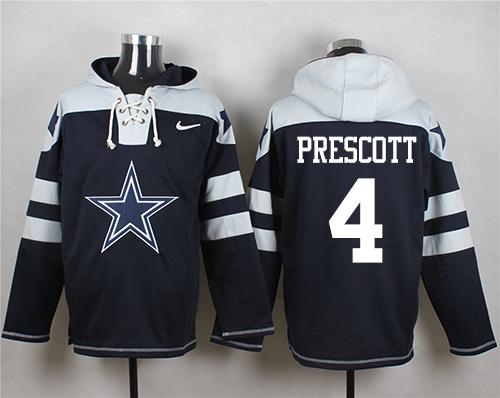 Nike Dallas Cowboys #4 Dak Prescott Blue With Team Logo Hoody