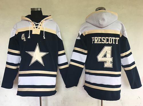 Men's Dallas Cowboys #4 Dak Prescott Navy Blue Team Color Stitched NFL Hoodie