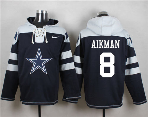 Nike Dallas Cowboys #8 Troy Aikman Navy Hooded Jersey