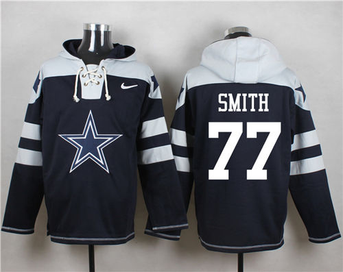 Nike Cowboys 77 Tyron Smith Navy Hooded Jersey