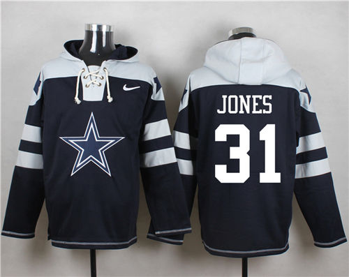 Nike Cowboys 31 Byron Jones Navy Hooded Jersey