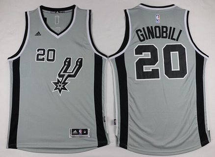 Men's San Antonio Spurs #20 Manu Ginobili Revolution 30 Swingman 2015-16 Gray Jersey