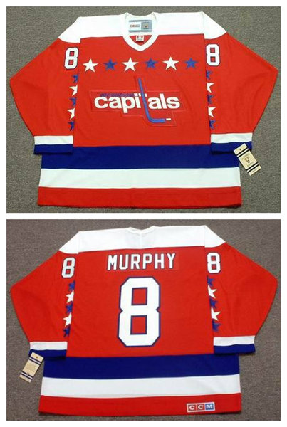 Men's Washington Capitals #8 LARRY MURPHY 1988 CCM Vintage Throwback NHL Hockey Jersey