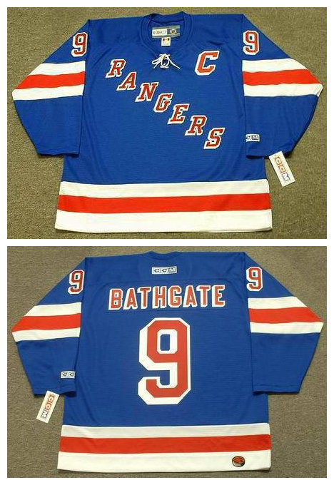 Mens New York Rangers #9 ANDY BATHGATE 1960's CCM Throwback Hockey Jersey