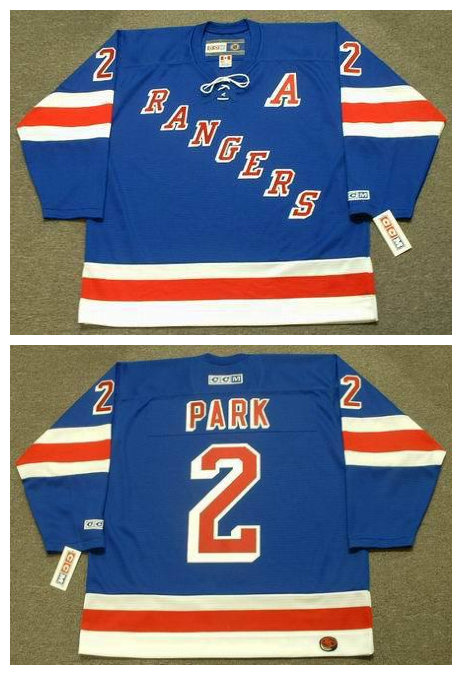 Mens New York Rangers #2 BRAD PARK 1972 CCM Throwback Away Hockey Jersey