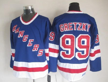 Mens New York Rangers #99 Wayne Gretzky 1996 Light Blue Throwback CCM Jersey