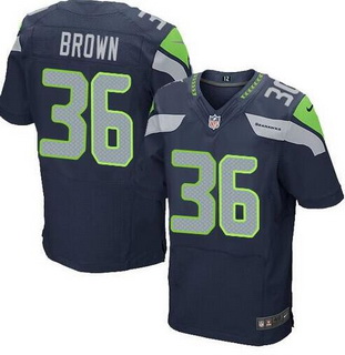 Men's Seattle Seahawks #36 Bryce Brown Navy Blue Team Color NFL Nike Elite Jersey