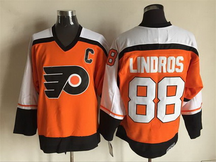 Men's Philadelphia Flyers #88 Eric Lindros 1997 Orange CCM Vintage Throwback Jersey
