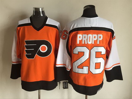 Men's Philadelphia Flyers #26 Brian Propp 1985 Orange CCM Vintage Throwback Jersey