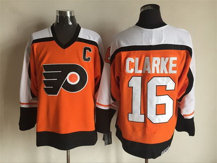 Men's Philadelphia Flyers #16 Bobby Clarke 1983 Orange CCM Vintage Throwback Jersey
