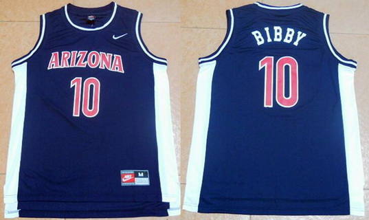 Men's University Of Arizona #10 Mike Bibby Navy Blue College Basketball Jersey