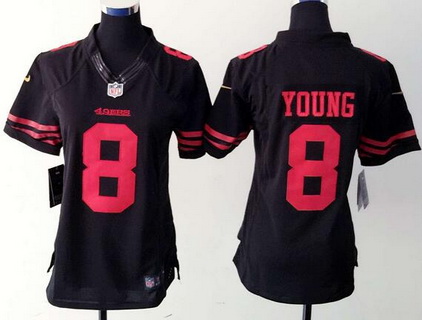 Women's San Francisco 49ers #8 Steve Young Black Retired Player 2015 NFL Nike Limited Jersey