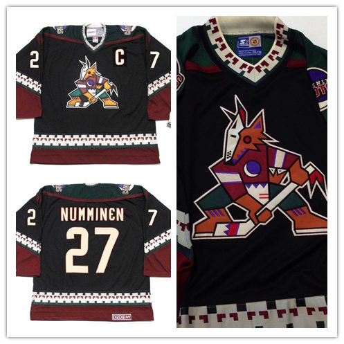 Men's Phoenix Coyotes #27 TEPPO NUMMINEN Black 2002 CCM Vintage Throwback NHL Hockey Jersey