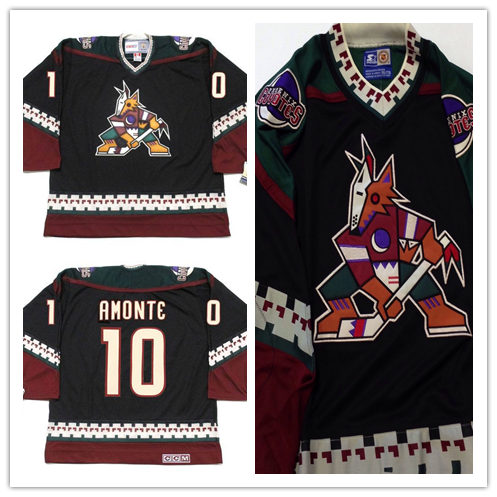 Men's Phoenix Coyotes #10 TONY AMONTE Black 2002 CCM Vintage Throwback NHL Hockey Jersey