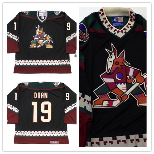 Men's Phoenix Coyotes #19 SHANE DOAN Black 1998 CCM Vintage Throwback NHL Hockey Jersey