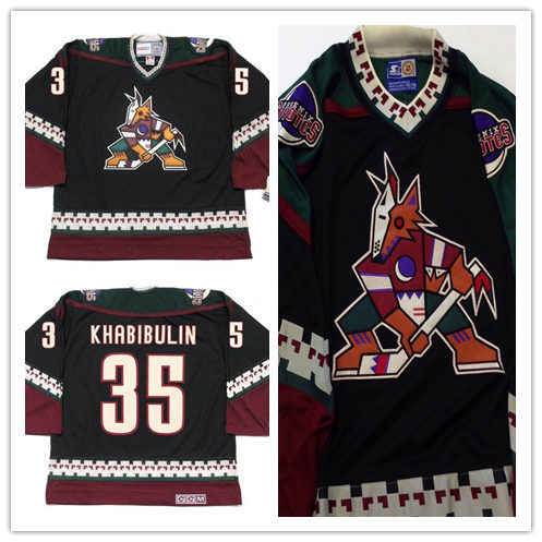 Men's Phoenix Coyotes #35 NIKOLAI KHABIBULIN Black 1997 CCM Vintage Throwback NHL Hockey Jersey