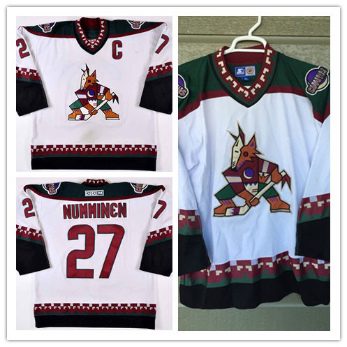 Men's Phoenix Coyotes #27 TEPPO NUMMINEN White 2002 CCM Vintage Throwback NHL Hockey Jersey