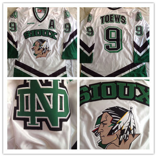 Men's North Dakota Fighting Hawks #9 Jonathan Toews Nike White Retro College Throwback Hockey Jersey