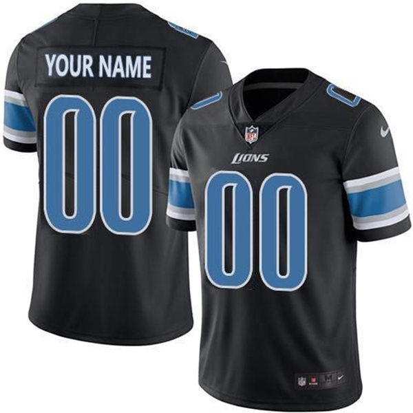 Men's Custom Detroit Lions Nike Black Color Rush Limted Adults Personal Football Jersey