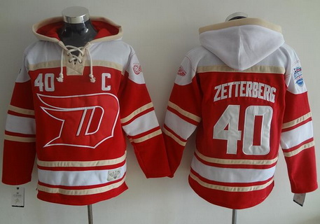 Men's Detroit Red Wings #40 Henrik Zetterberg Old Time Hockey 2016 Stadium Series Red Hoodie