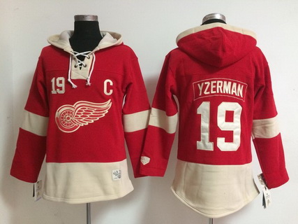 Men's Detroit Red Wings #19 Steve Yzerman Old Time Hockey 2014 Red Hoodie