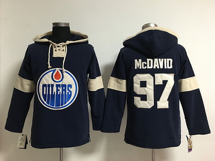 Men's Edmonton Oilers #97 Connor McDavid Old Time Hockey 2014 Navy Blue Hoodie