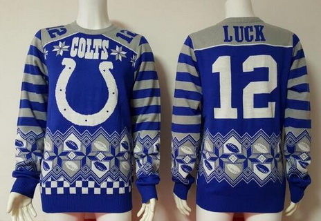 Men's Indianapolis Colts #12 Andrew Luck Multicolor NFL Sweater