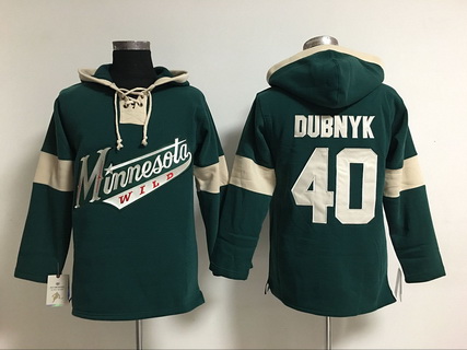Men's Minnesota Wild #40 Devan Dubnyk  Old Time Hockey 2014 Green Hoodie