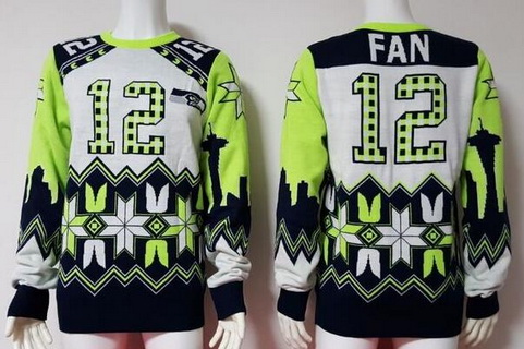 Men's Seattle Seahawks #12 Fan Multicolor NFL Sweater