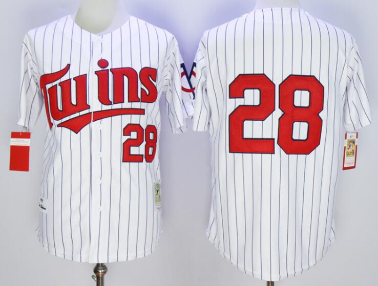 Men's Minnesota Twins #28 Bert Blyleven  White Pinstripe 1991 Throwback VINTAGE Baseball Jersey
