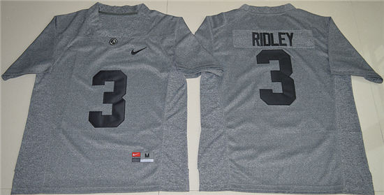 Men's Alabama Crimson Tide #3 Calvin Ridley Gridiron Gray College Football Limited Jerseys
