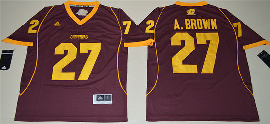 Men's Central Michigan Chippewas #27 Antonio Brown College Football Jersey - Maroon