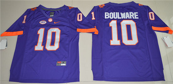 Men's Clemson Tigers #10 Ben Boulware Purple College Football Limited Jersey