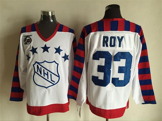 Men's #33 Patrick Roy White With 75TH Patch 1992 Wales 