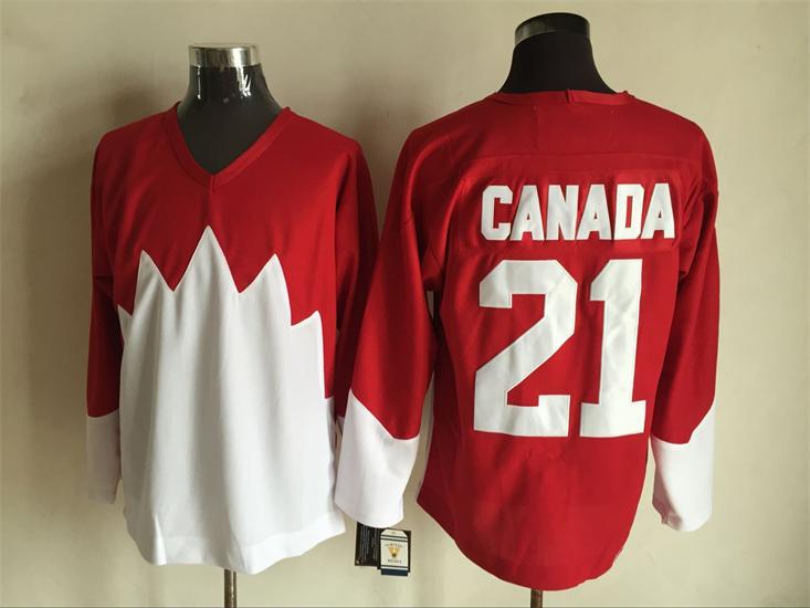 Men's #21 STAN MIKITA Team Canada 1972 CCM Throwback Hockey Jersey