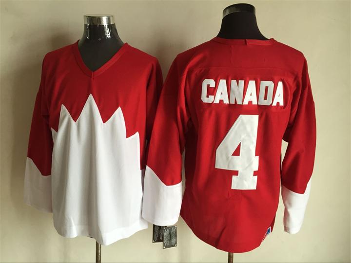 Men's #4 BOBBY ORR Team Canada 1972 CCM Throwback Hockey Jersey