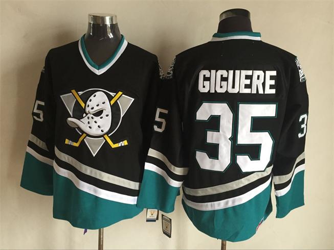 Men's JEAN-SEBASTIEN GIGUERE Anaheim Mighty Ducks 2003 CCM Throwback Away Black NHL Jersey