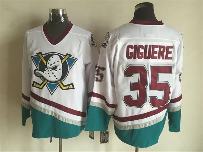 Men's JEAN-SEBASTIEN GIGUERE Anaheim Mighty Ducks 2003 CCM Throwback Home White NHL Jersey