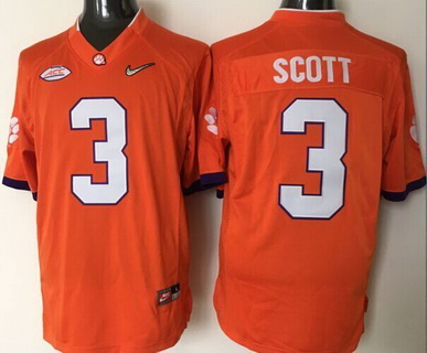 Youth Clemson Tigers #3 Artavis Scott Orange 2016 Playoff Diamond Quest College Football Nike Limited Jersey