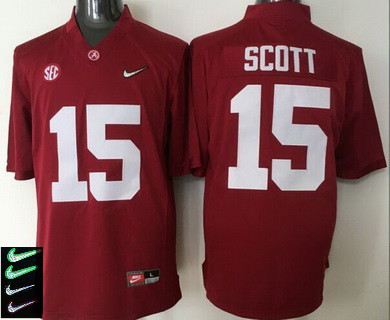 Men's Alabama Crimson Tide #15 JK Scott Red 2016 Playoff Diamond Quest College Football Nike Limited Jersey