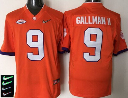 Men's Clemson Tigers #9 Wayne Gallman II Orange 2016 Playoff Diamond Quest College Football Nike Limited Jersey