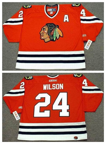 Men's Chicago Blackhawks #24 DOUG WILSON 1988 CCM Throwback Home Red Hockey Jersey Size S-3XL