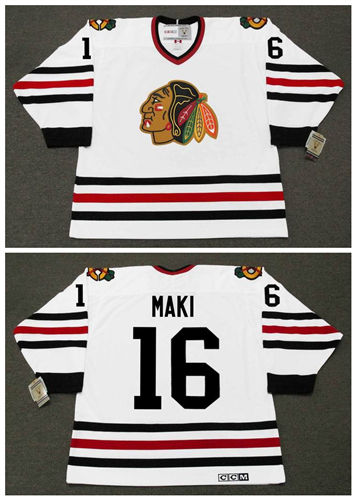 Men's Chicago Blackhawks #16 CHICO MAKI 1967 CCM Vintage Throwback NHL Hockey Jersey