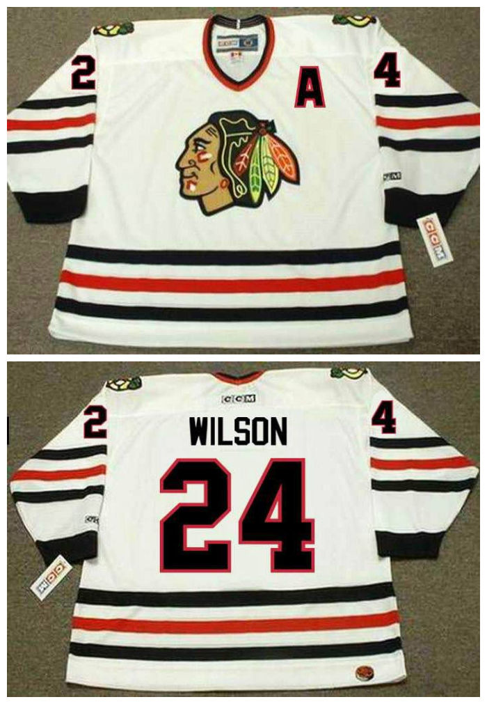 Men's Chicago Blackhawks #24 DOUG WILSON 1988 CCM Throwback Home NHL Hockey Jersey S-3XL